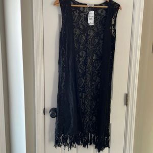 Studio 36 Beach Cover Up Black Lace NWT